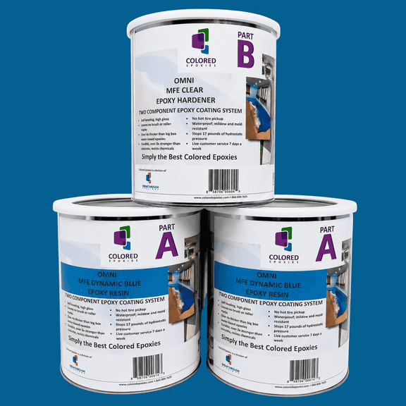 Colored Epoxies Dynamic Blue Epoxy Resin and Hardener Kit, 2:1 Mix Ratio, Garage Coatings, Flake Floors, Metallic Epoxy Flooring, Dynamic Blue,3 Gallon Kit