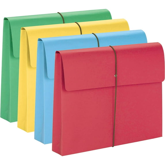 Colored Expanding File Wallet with Flap and Cord Closure, 2" Expansion, Letter Size, Assorted Colors, 50 per Box (77251)
