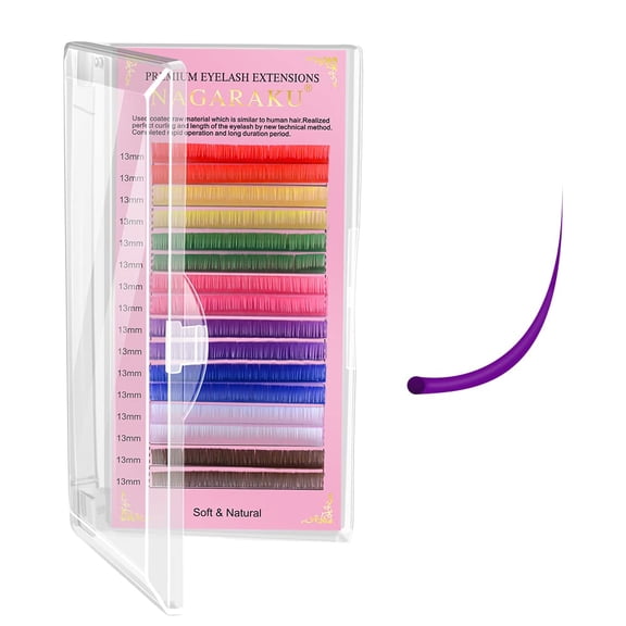 Colored Eyelash Extensions 8 Colors Rainbow 0.12mm D curl 14mm Individual Lashes Purple Blue Pink Brown Classic Professional Salon Supplies