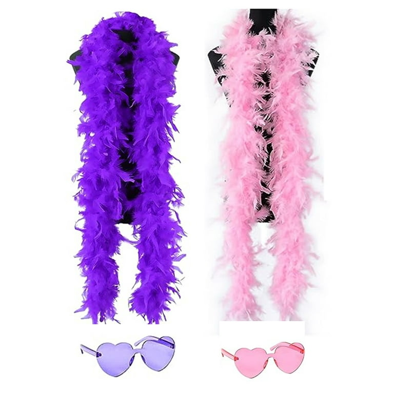 Colored Feather Boas for Party Bulk Heart Shaped Sunglasses Trendy Heart  Glasses Boas Costume Women Bachelor Party Favors, Masquerade Party Women  Dress Up Halloween/Pink 