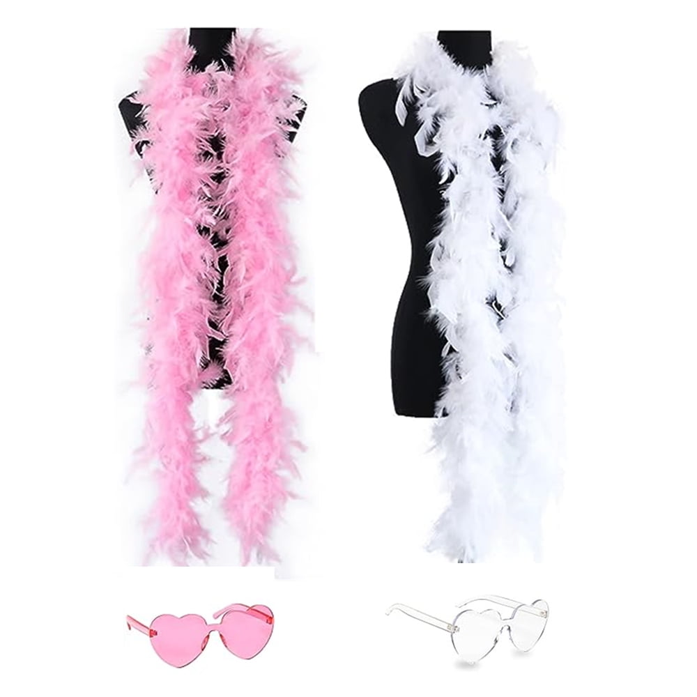 Colored Feather Boas for Party Bulk Heart Shaped Sunglasses Trendy Heart  Glasses Boas Costume Women Bachelor Party Favors, Masquerade Party Women