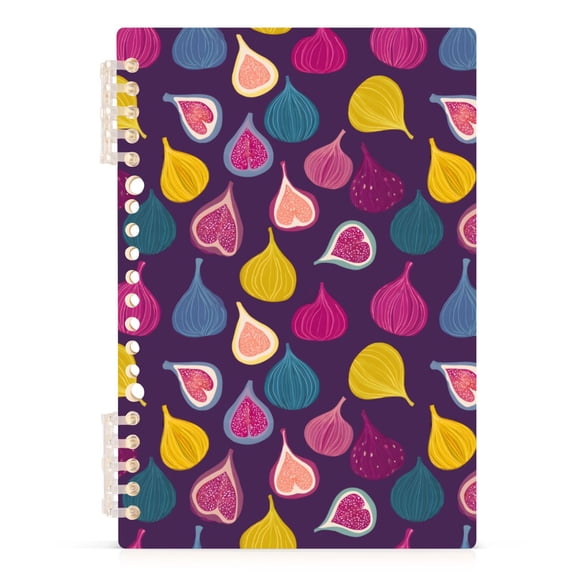 Colored Fig Pattern A5 Notebook Refillable 60 Sheets Detachable Ring Binder PP Cover Journal