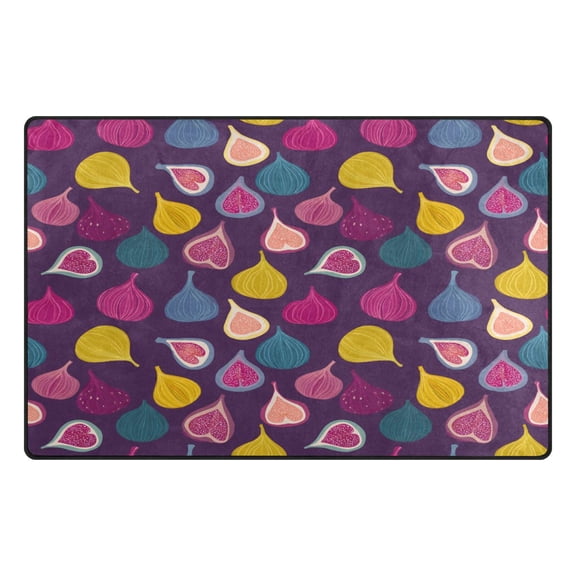 Colored Fig Pattern Memory Foam Area Rug 31"x20" Non Slip, Absorbent, Fade Proof for Living Room, Bedroom, Office