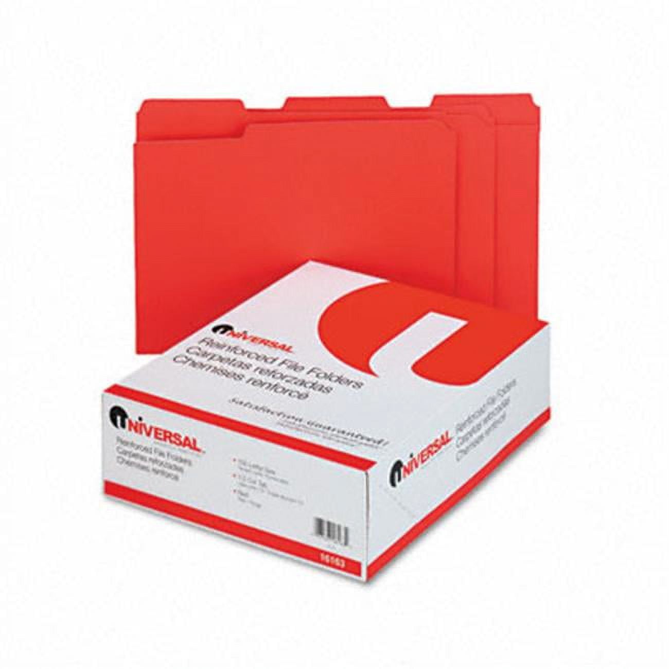 Colored File Folders- 1/3 Cut Assorted- Two-Ply Top Tab- Letter- Red- 100/Box