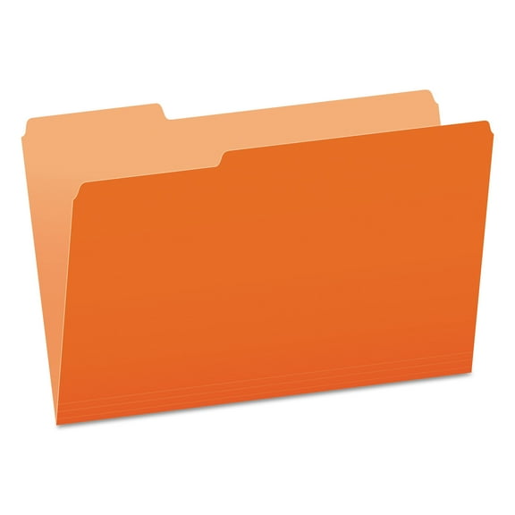 Colored File Folders, 1/3-Cut Tabs: Assorted, Legal Size, Orange/Light Orange, 100/Box | Bundle of 2 Boxes