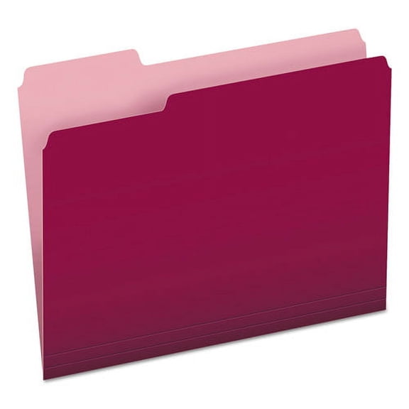 "Colored File Folders, 1/3-Cut Tabs: Assorted, Letter Size, Burgundy/Light Burgundy, 100/Box | Bundle of 2 Boxes"
