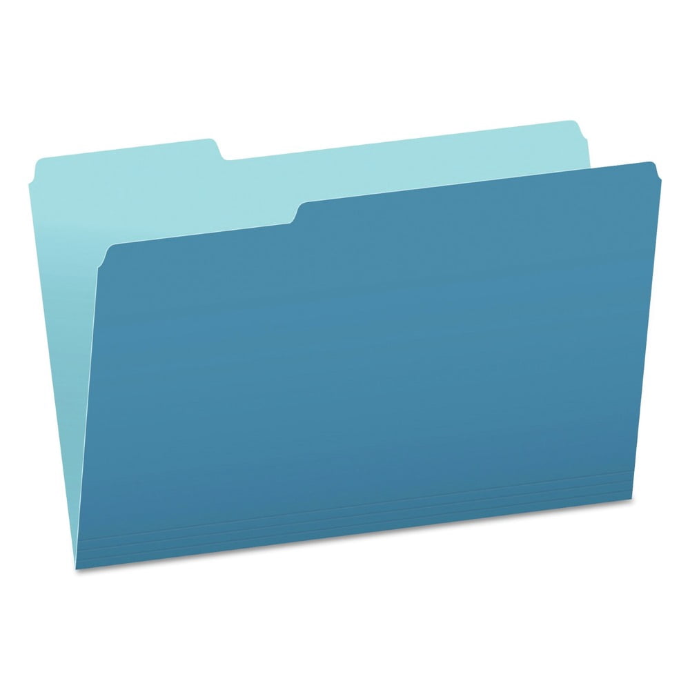 Pendaflex 153 1/3 BLU 1/3-Cut Tabs Assorted Legal Size Colored File Folders - Blue/Light Blue (100/Box)