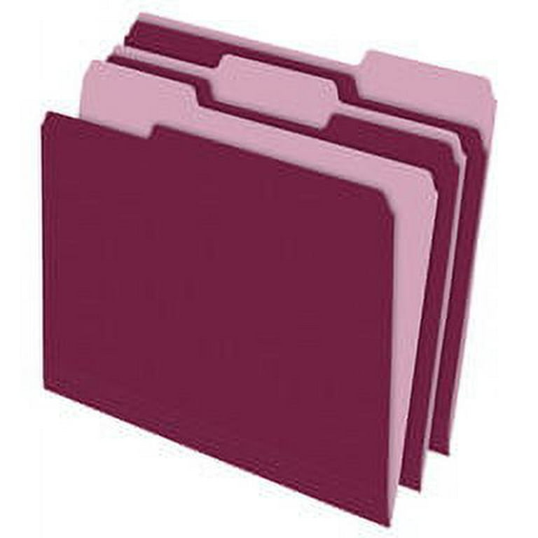 Colored File Folders, 1/3-Cut Tabs: Assorted, Letter Size, Burgundy/Light Burgundy, 100/Box Colored File Folders, 1/3-Cut Tabs: Assorted, Letter Size, Burgundy/Light Burgundy, 100/Box
