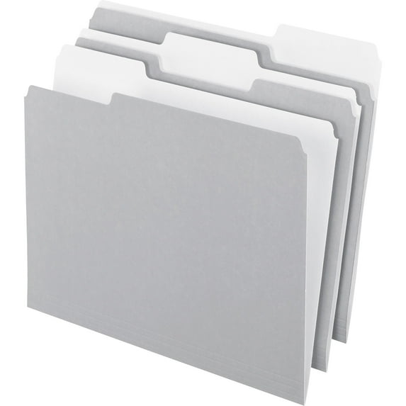 "Colored File Folders, 1/3-Cut Tabs, Letter Size, Gray/light Gray, 100/box | Bundle of 5 Boxes"