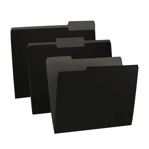 Colored File Folders 8.5 x 11 Inch, Two Tone Letter Size Folders with 1/3 Cut Tabs, Manila Folders for Office Home Organization, 36 Pack, Black