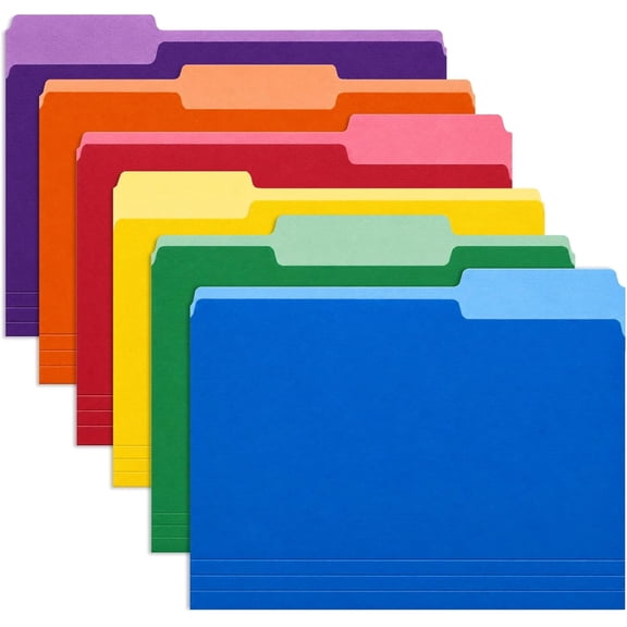 Colored File Folders, Manila Folders with 1/3 Cut Tabs, 18 Pack | Fit Letter Size Paper, Expandable Capacity, Thick Paper, Back to School, Office Supplies