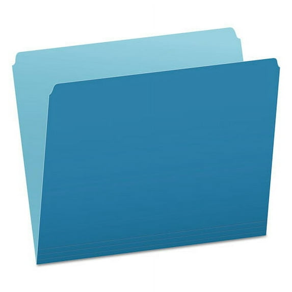 "Colored File Folders, Straight Tabs, Letter Size, Blue/Light Blue, 100/Box | Bundle of 2 Boxes"