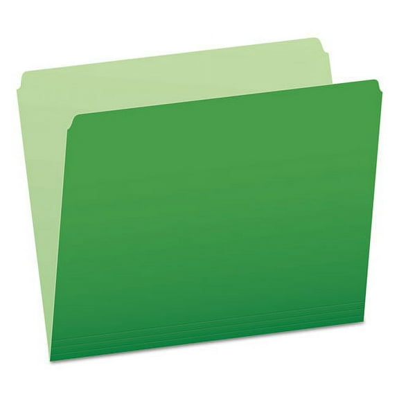 Colored File Folders, Straight Tabs, Letter Size, Green/Light Green, 100/Box | Bundle of 2 Boxes