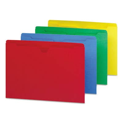 Colored File Jackets with Reinforced Double-Ply Tab, Straight Tab, Letter Size, Yellow, 100/Box Colored File Jackets with Reinforced Double-Ply Tab, Straight Tab, Letter Size, Yellow, 100/Box