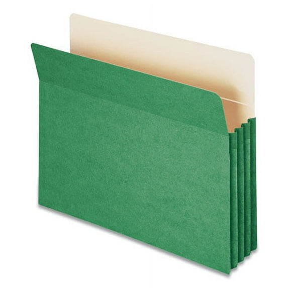 Colored File Pockets, 3.5" Expansion, Letter Size, Green | Bundle of 2 Each
