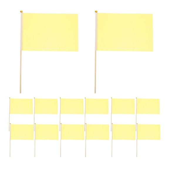 Colored Flags Hand Waving Small Handheld Creative Blank Yellow Bunting Banner Polyester Cloth Wood 25 Pcs
