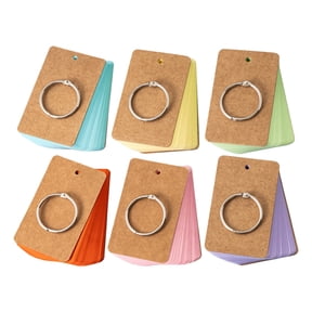 Colored Flash Cards, 2 x 3 Inch Index Cards with Ring, Mini Blank Flash Cards, Blank Notecards with Binder Ring for DIY Greeting Cards, Kindness Cards and Study Cards, 6 Pcs