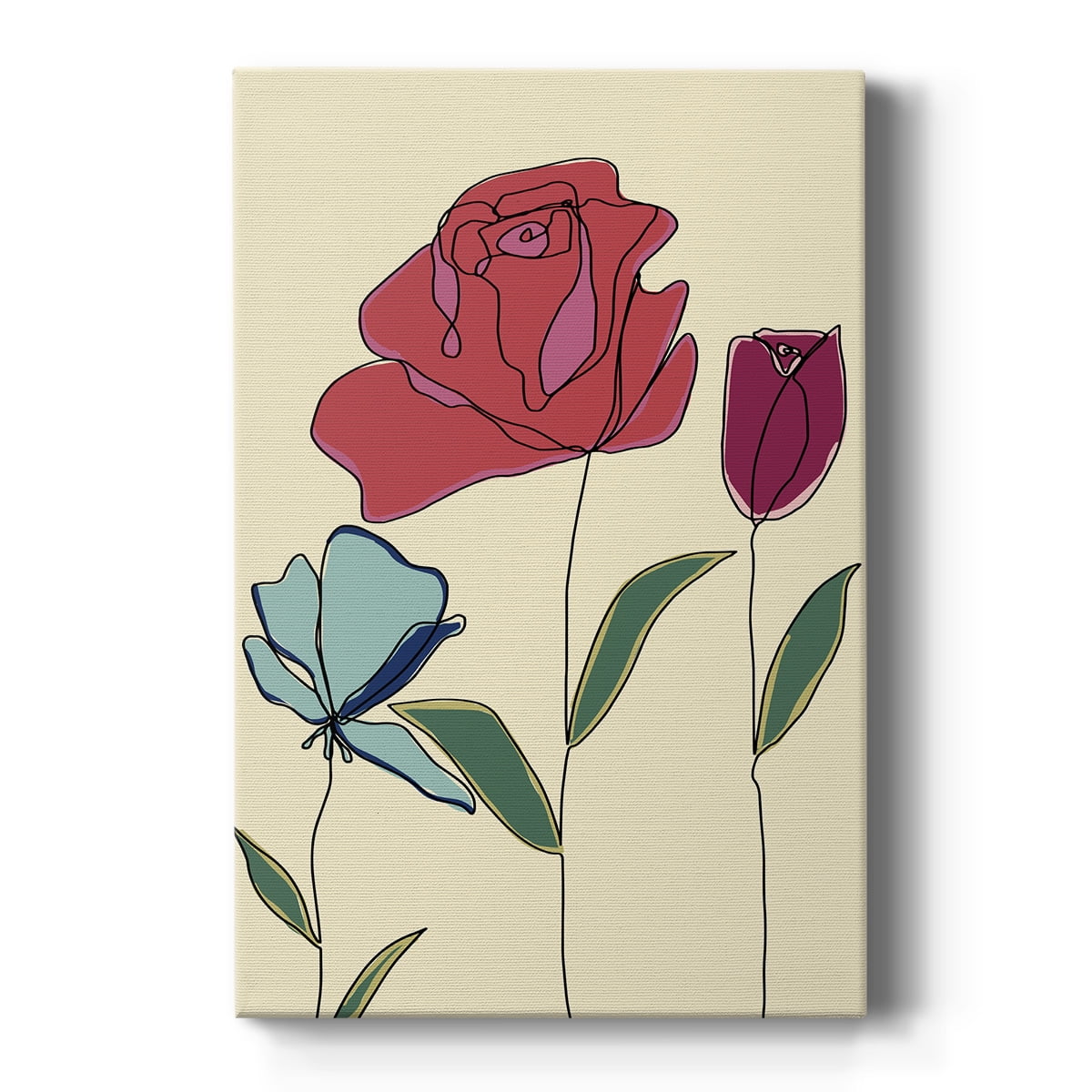 Colored Floral I Premium Gallery Wrapped Canvas - Ready to Hang