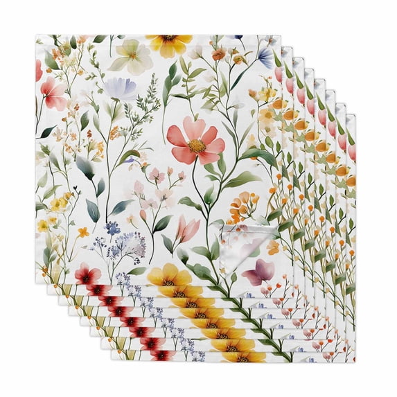 Colored Flower Cloth Napkins, Green Leaf Aesthetics Pastel Spring Plant Washable and Reusable Dinner Napkins Set of 8, Table Napkin for Kitchen Party Birthday Wedding Hotel Housewarming 20"x20"