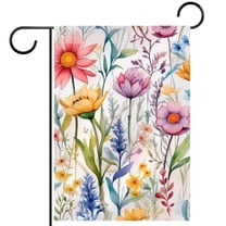 Colored Flowers Abstract Branches Garden Flag Double Sided House Flag for Outdoor Home, Personalized All Year Round Yard Decor 12 x 18 Inch