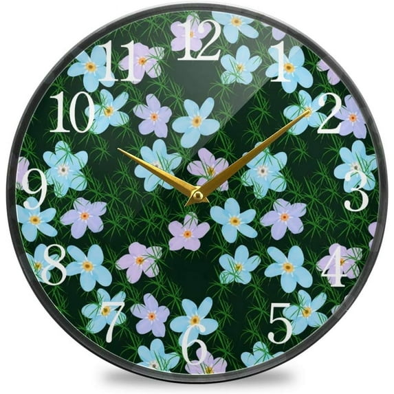 Colored Flowers Pattern Wall Clock Silent Non Ticking 10 Inch Round Easy to Read for Home Office School Clock