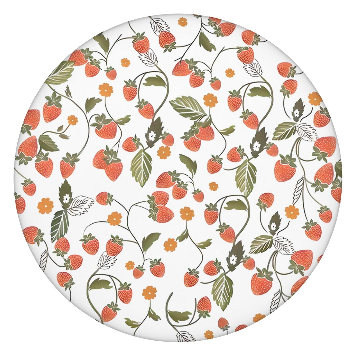 Colored Flowers Strawberry Round Elastic Table Cover Cute Fitted