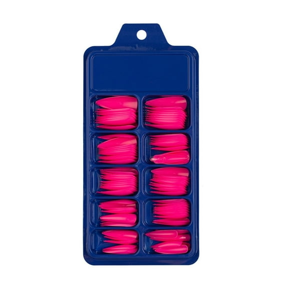 Colored Full Cover Stiletto Press-On Nails | Long Pointed False Nails, Artificial Fingernails for Women,Salon-Quality Manicure Extensions, Easy-to-Apply Full Cover Nails,Durable(Hot Pink)