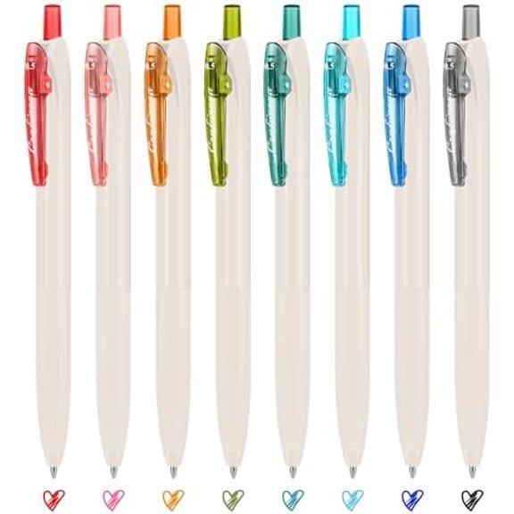 Colored Gel Ink Pens 0.5mm 8 Colors Retractable Quick Dry Colorful Ink Pen Fine Point Smooth Writing, Comfort Grip for Office School Drawing Journaling and Note Taking$$Office