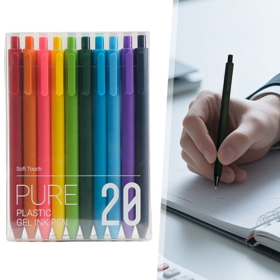 Colored Gel Pens 0.5Mm Retractable, Quick-Drying Smudge-Resistant Ink, Colorful Multi-Color Ink Fine Point Comfort Grip Pens for Journaling Note-Taking Drawing, 20 Piece