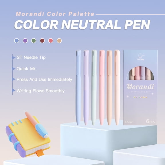 Colored Gel Pens, Fine 0.5mm Tip Quick-Drying Ink Pens for Journaling, Note-Taking, Planning & Drawing, 6-Color Smooth Writing Set for Office Supplies