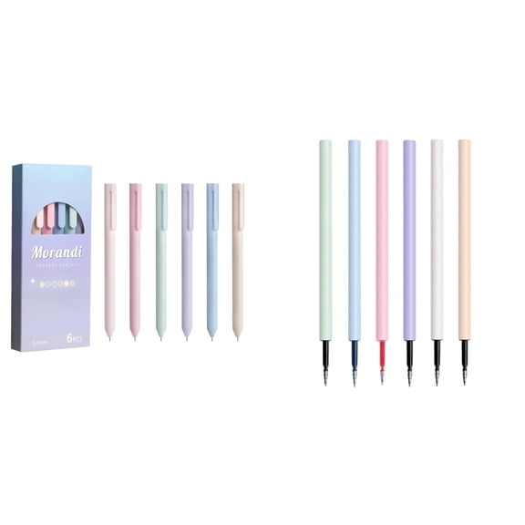 Colored Gel Pens, 6PCS Pastel Gel Pens Set, No Smear Retractable Cute Pen Fine Point 0.5mm for Note Taking, Journaling, Aesthetic Gel Ink Pen Smooth Writing