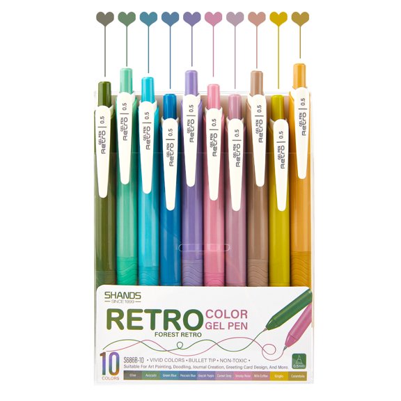 Colored Gel Pens,Journal Pens 0.5 mm Colorful Ink Pens,Fine Point Fast Dry 10 Assorted Colors,Smooth Writing for Journaling and Note Taking,Retractable,Roller Ball Point