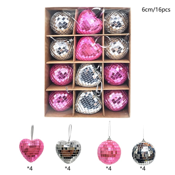 Colored Glass Mirror Ball Ornament – 9.65" Hanging Foam Decoration for Christmas Tree, Wedding, Stage, Party or Holiday Décor – Shiny Pink & Purple Disco Style Ornament