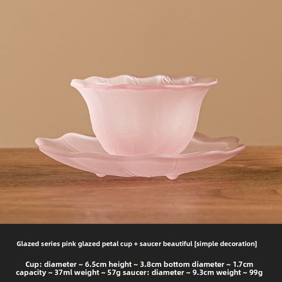 Colored Glass Petal Cup and Saucer Set Aesthetic Afternoon Tea Cups for Women Personal Master Tea Set Gift Home Decor