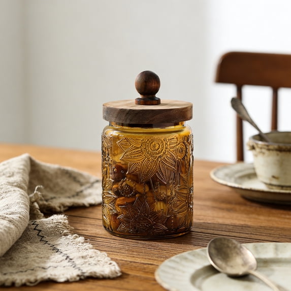 Colored Glass Storage Jar Aesthetic Kitchenware Container Organizing ...