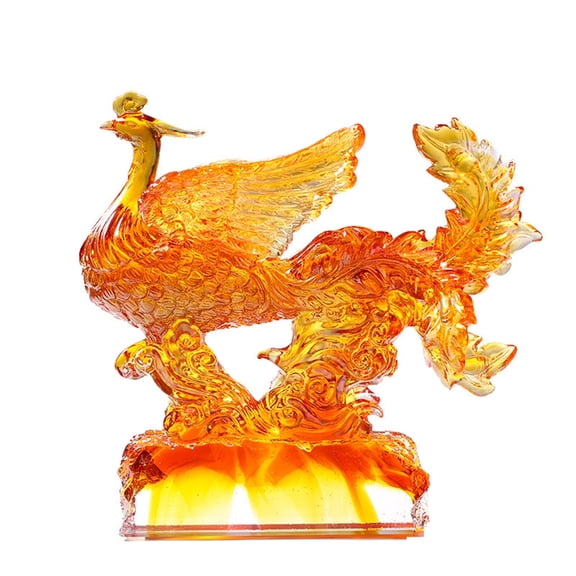 Colored Glaze Chinese Phoenix Figurine Home Decor Handmade Feng Shui Mascot Statue Gift