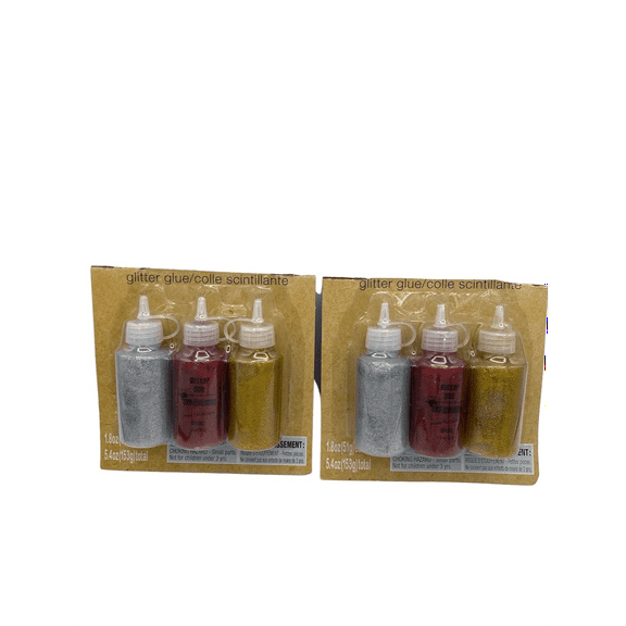 Colored Glitter Glue, 3-ct/Packs - 2/Packs - Total 6-ct (Silver-Red-Gold)