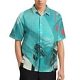 thumbnail image 1 of Colored Grid Geometry Men's Shirt Short Sleeves Printed Button Down Summer Shirts, 1 of 6