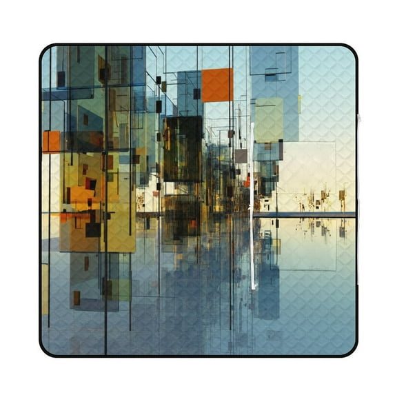 Colored Grid Geometry Outdoor Picnic Blanket, Foldable Waterproof Beach Mat, Portable Beach Blanket for Beach Camping, Hiking, Family Concerts