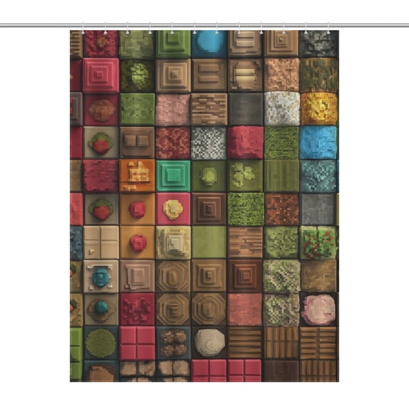 Colored Grid Geometry Shower Curtains - Bath Shower Curtain Set with 12 Hooks for Adults Kids Bathroom Decor Accessories