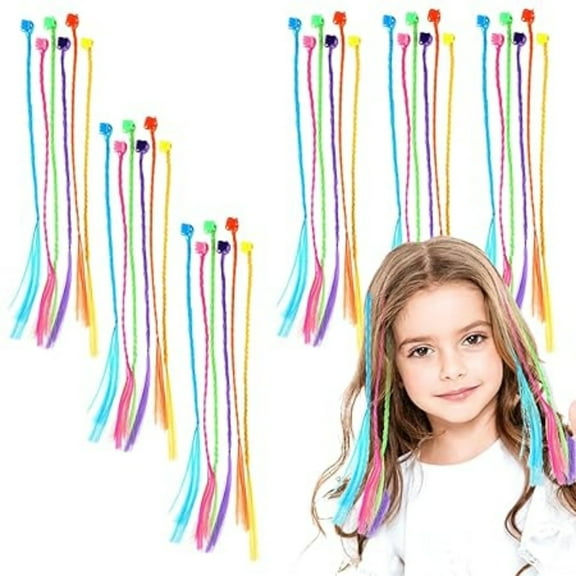 Colored Hair Extensions for Girls Nylon Rainbow Clips for Ponytail Accessories 36 Pack