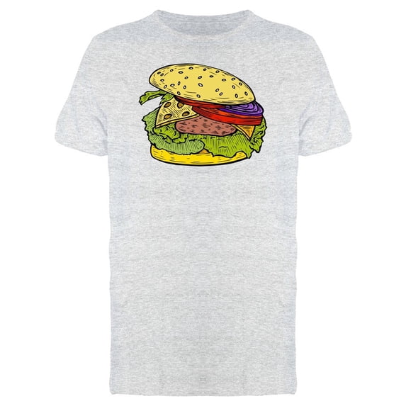 Colored Hand Drawn Burger Tee Men's -Image by Shutterstock