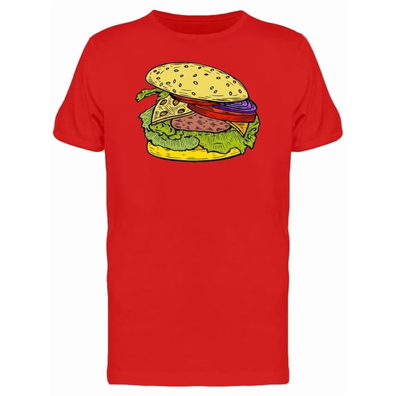 Colored Hand Drawn Burger T-Shirt Men -Image by Shutterstock, Male XX-Large