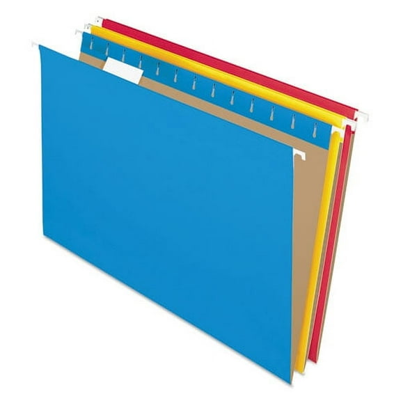 Colored Hanging Folders, Legal Size, 1/5-Cut Tabs, Assorted Colors, 25/Box | Bundle of 10 Boxes
