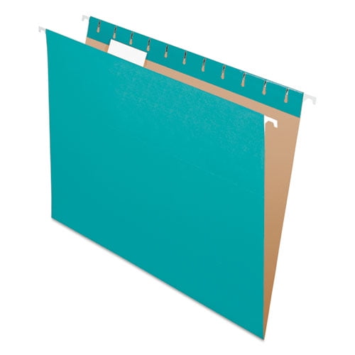 Colored Hanging Folders, Letter Size, 1/5-Cut Tabs, Aqua, 25/Box Colored Hanging Folders, Letter Size, 1/5-Cut Tabs, Aqua, 25/Box