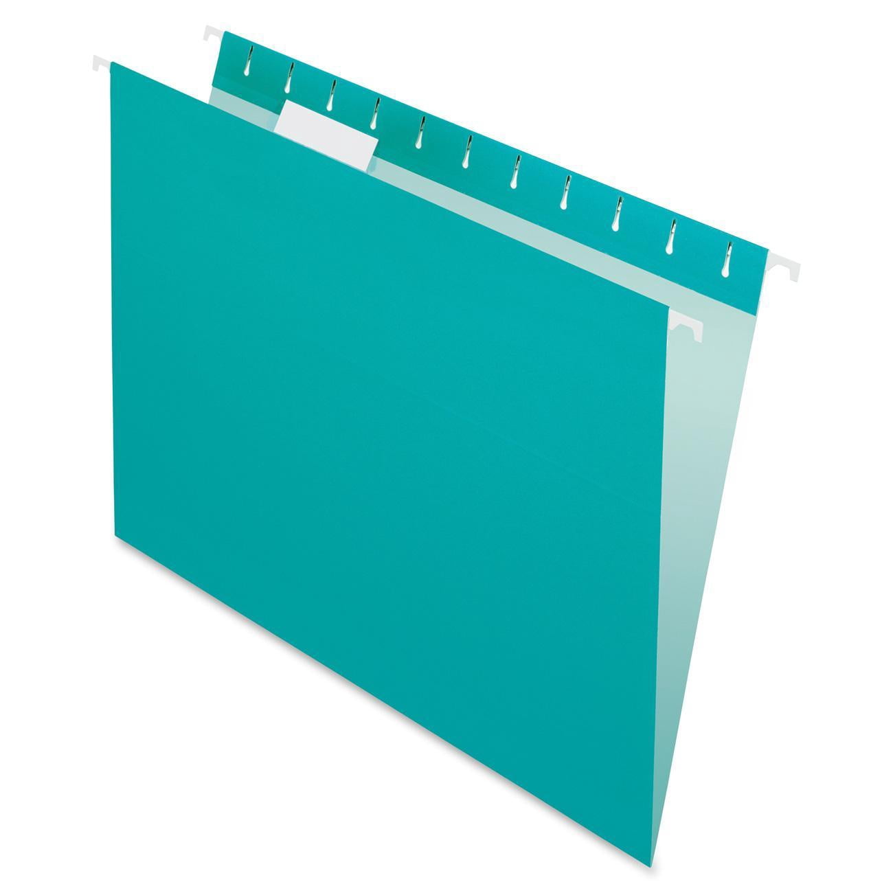 Colored Hanging Folders, Letter Size, 1/5-Cut Tab, Aqua, 25/box | Bundle of 5 Boxes