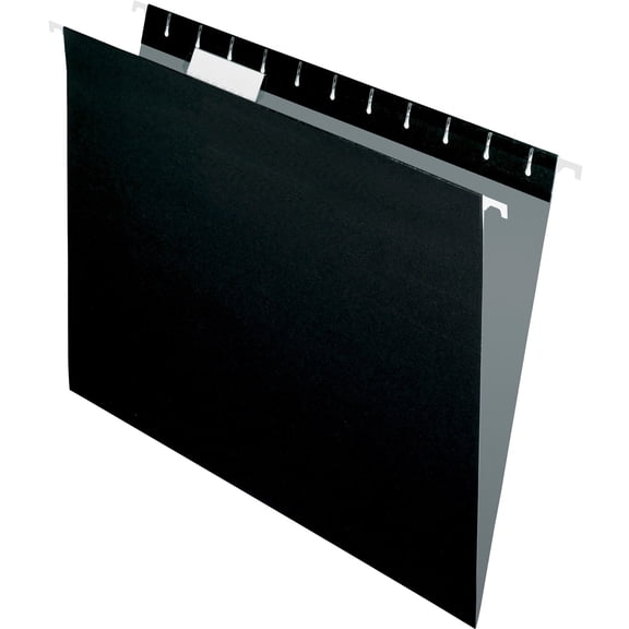 Colored Hanging Folders, Letter Size, 1/5-Cut Tab, Black, 25/box | Bundle of 5 Boxes