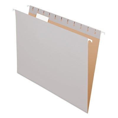 Colored Reinforced Hanging Folders, Letter Size, 1/5-Cut Tabs, Gray, 25/Box Colored Reinforced Hanging Folders, Letter Size, 1/5-Cut Tabs, Gray, 25/Box