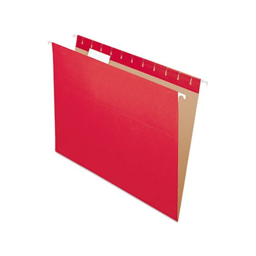 Colored Hanging Folders Letter Size, 1/5-Cut Tab, Red, 25/Box