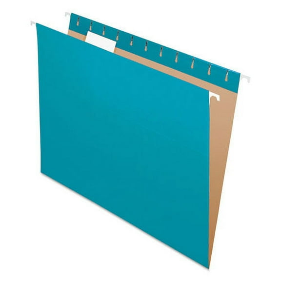 Colored Hanging Folders, Letter Size, 1/5-Cut Tab, Teal, 25/box | Bundle of 2 Boxes